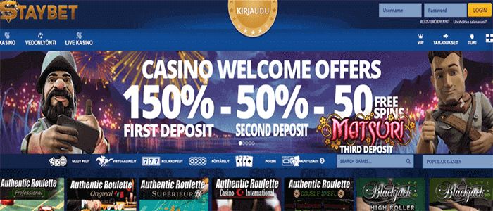 Staybet kasino bonus