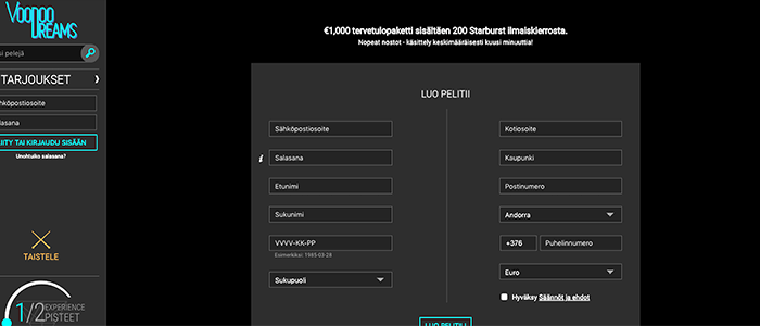 VoodooDreams casino bonus