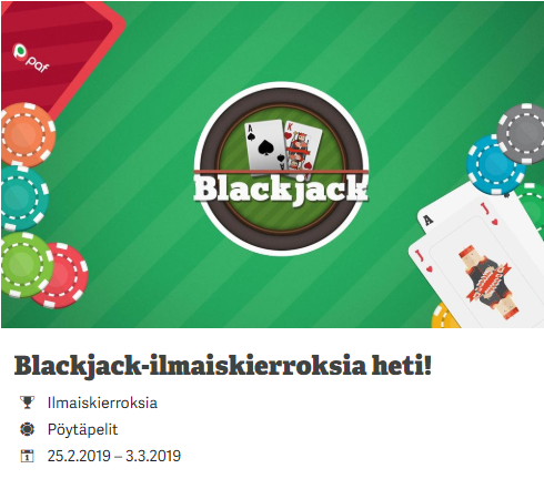 Paf Blackjack ilmaiskierroksia