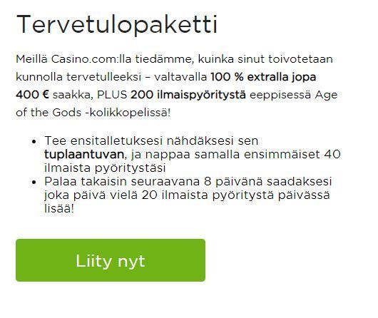 Casino.com ja sen tervetuloekstra